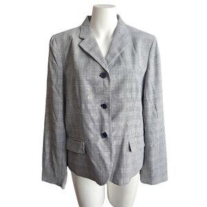 Lauren Ralph Lauren Woman's Blazer Sz 12‎ Wool Blend Houndstooth Plaid Checked